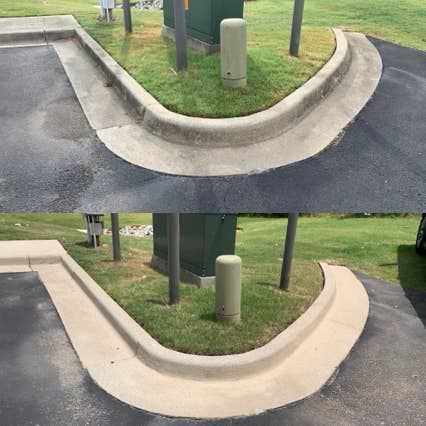 Power washing curbs